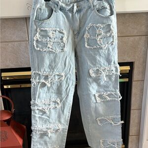 Jeans size 34 distressed relaxed denim